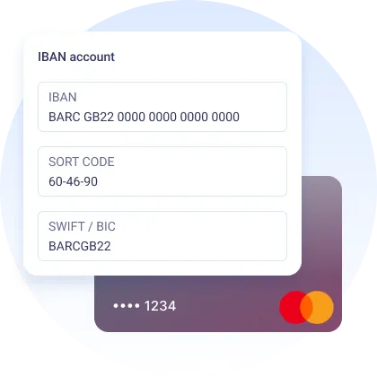 Add an IBAN or Faster Payments account in the same application